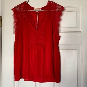 Never worn Red blouse with cami insert